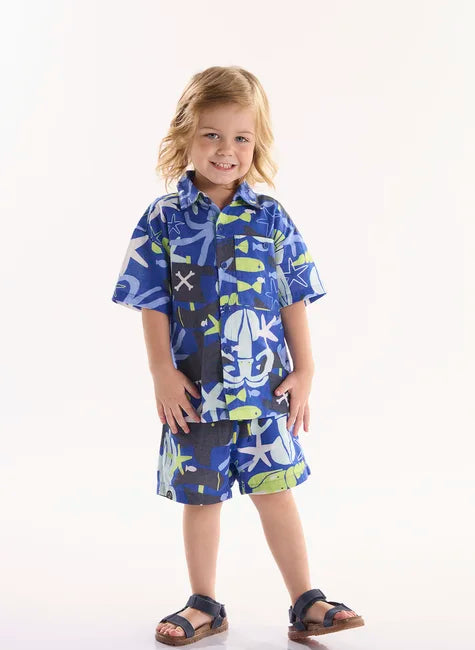 CONJUNTO INFANTIL PARA MENINO OMAR COM CAMISA E SHORT