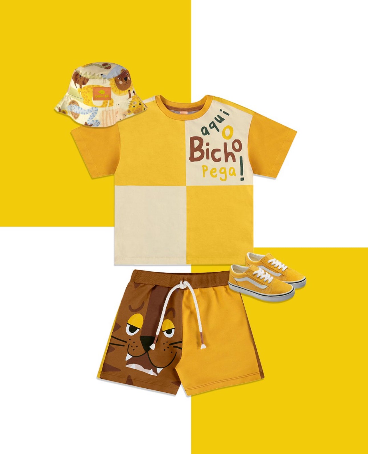 CONJUNTO INFANTIL PARA MENINO COM CAMISETA E SHORT (OFF WHITE)
Ref: 62240