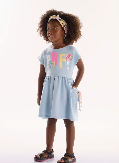 VESTIDO INFANTIL AUMIGO EM MOLETOM SEM FELPA (AZUL)
Ref: 62209