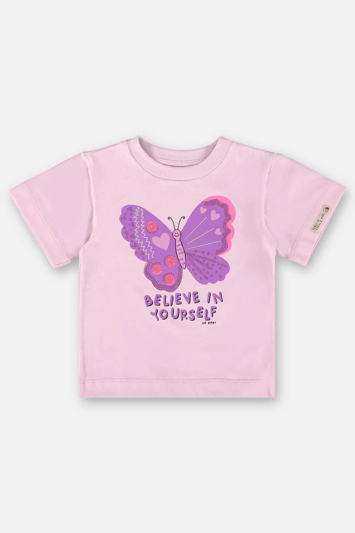 BLUSA MANGA CURTA EM MEIA MALHA BORDADO PAETÊ