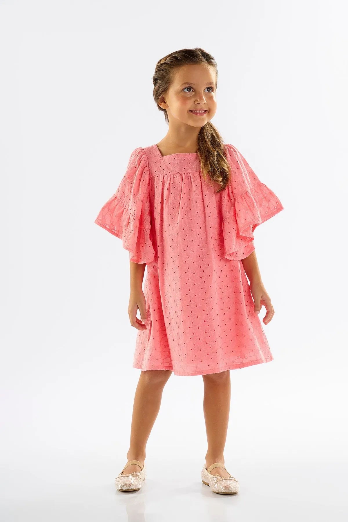 VESTIDO MANGA CURTA EM LAISE E MALHA UPBABY