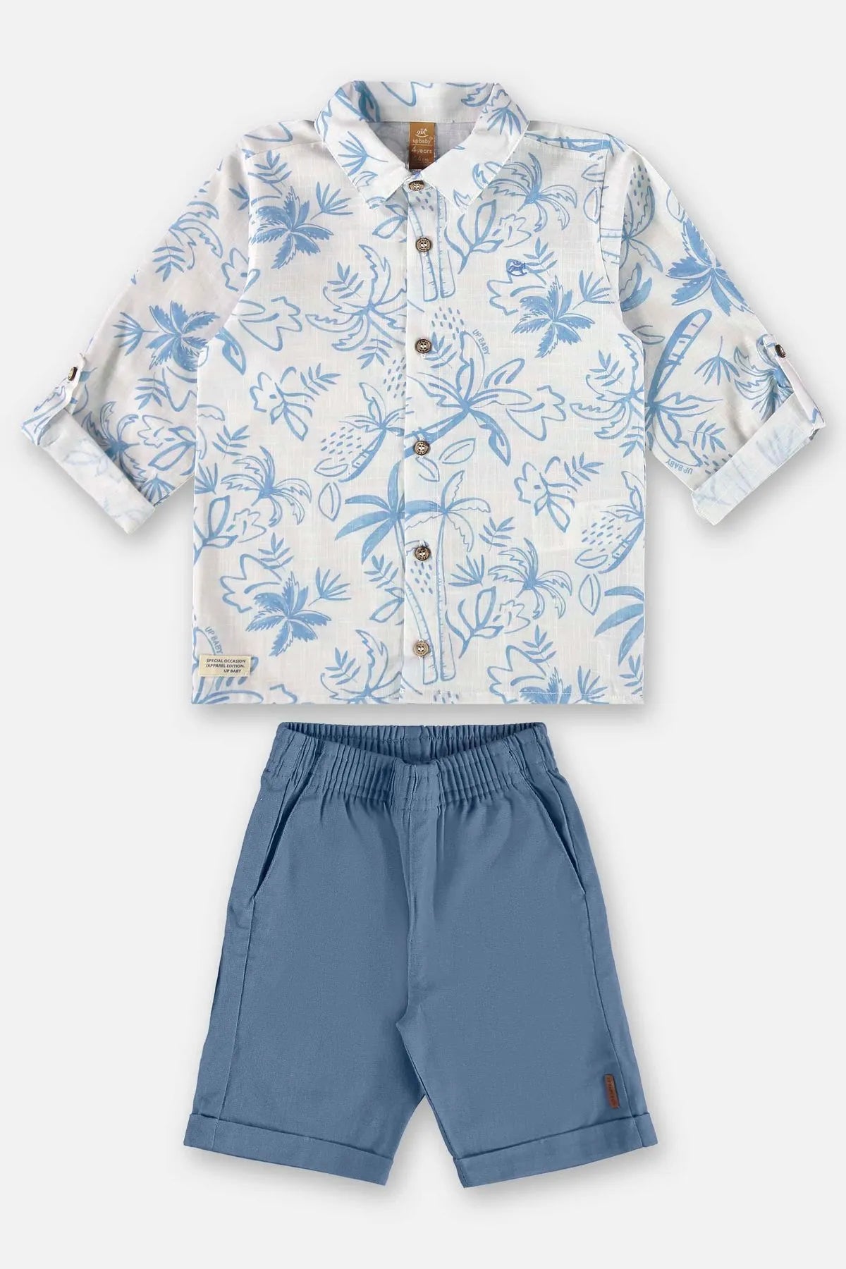 CONJUNTO CAMISA TECIDO DIGITAL E BERMUDA EM  LINHO UPBABY