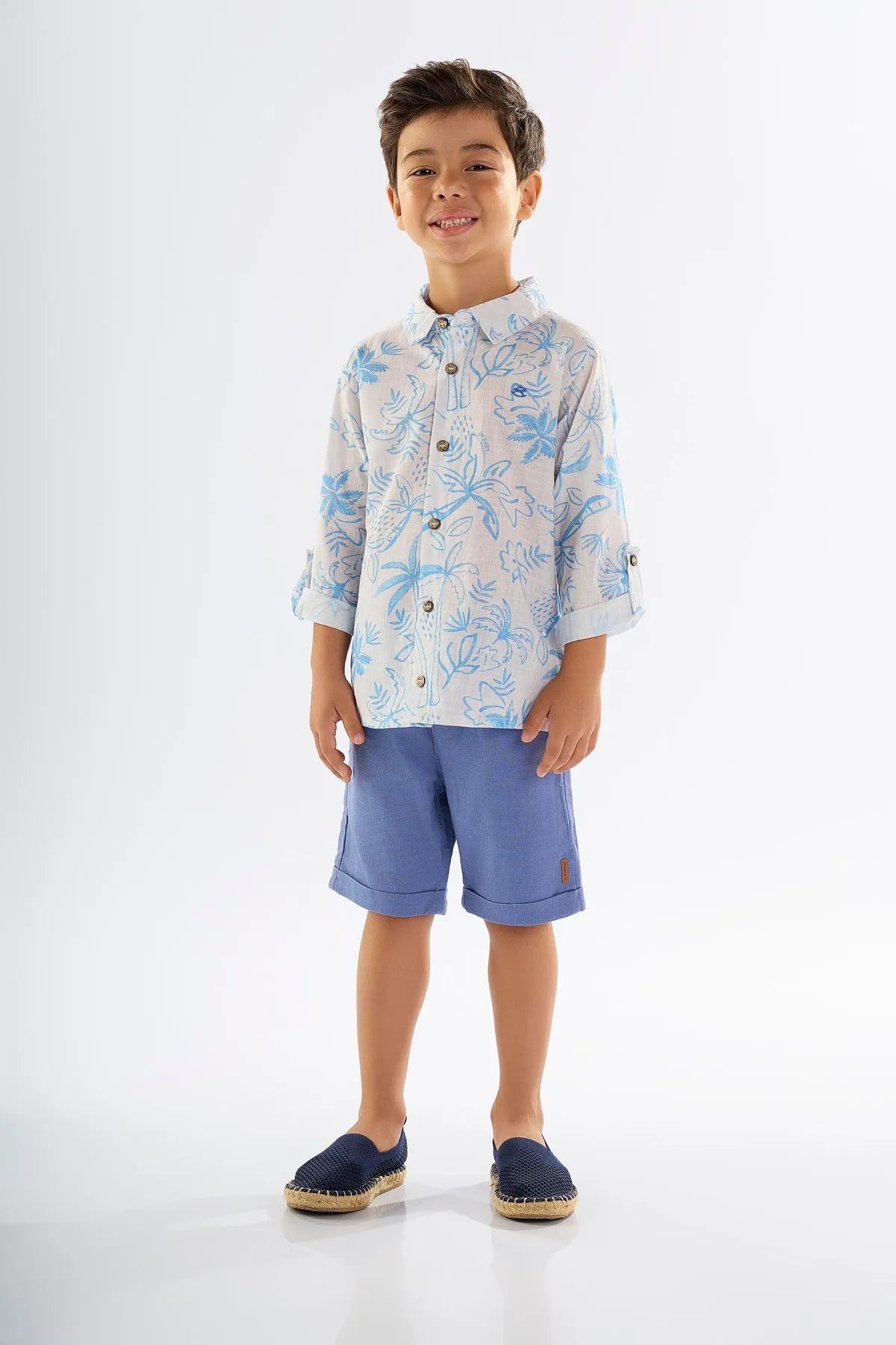 CONJUNTO CAMISA TECIDO DIGITAL E BERMUDA EM  LINHO UPBABY
