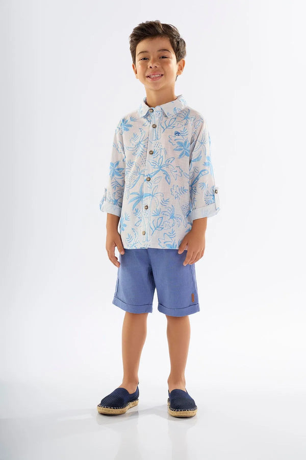 CONJUNTO CAMISA TECIDO DIGITAL E BERMUDA EM  LINHO UPBABY
