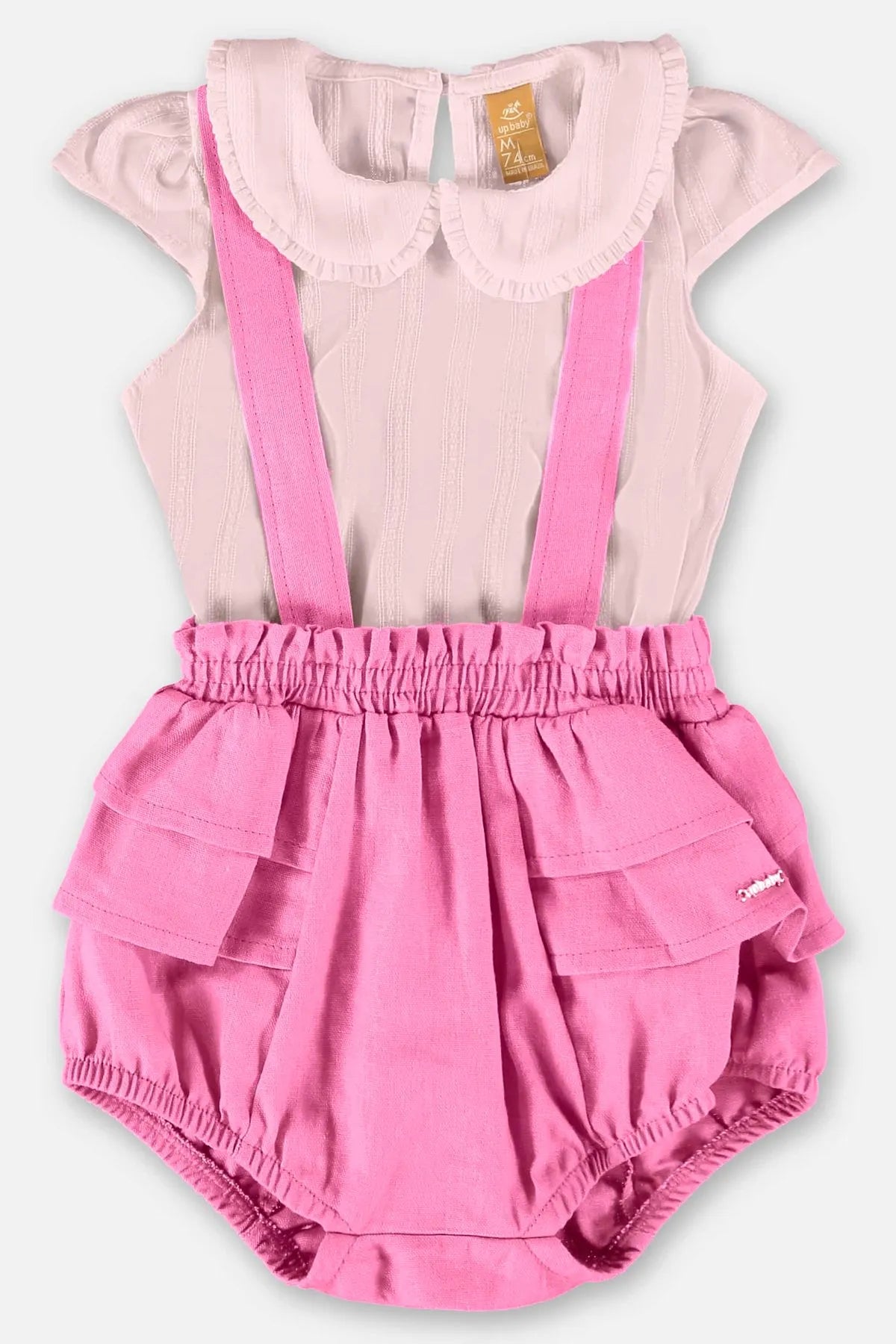 CONJUNTO BODY TECIDO E JARDINEIRA EM LINHO