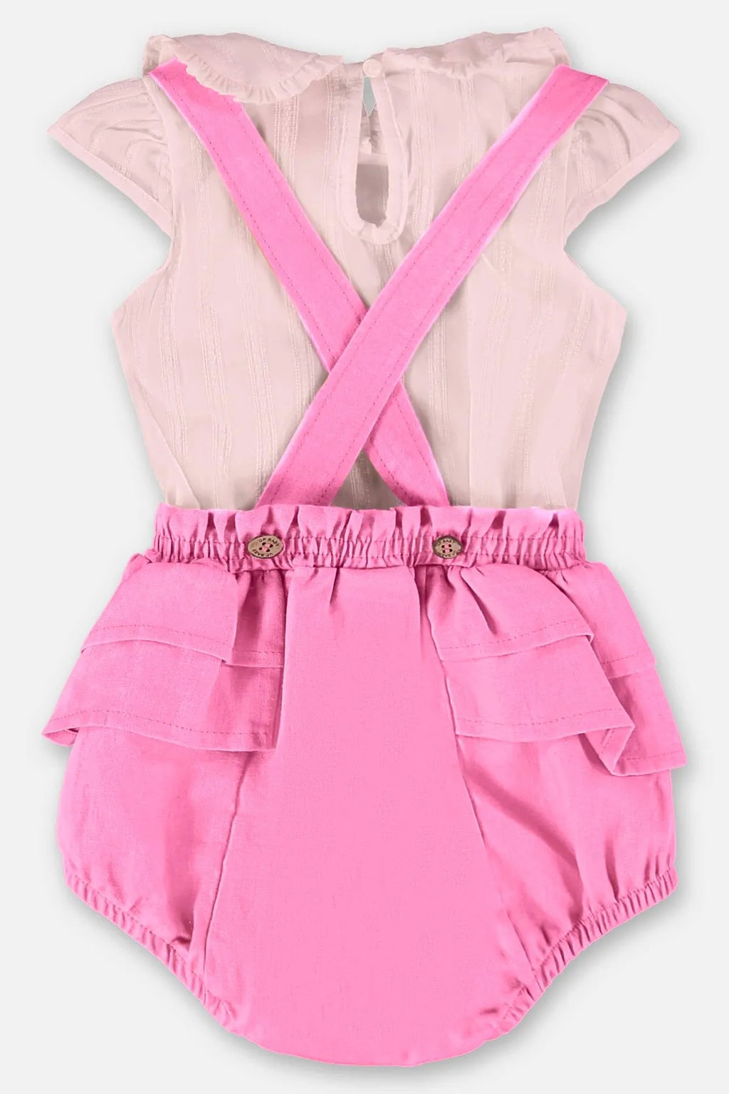 CONJUNTO BODY TECIDO E JARDINEIRA EM LINHO