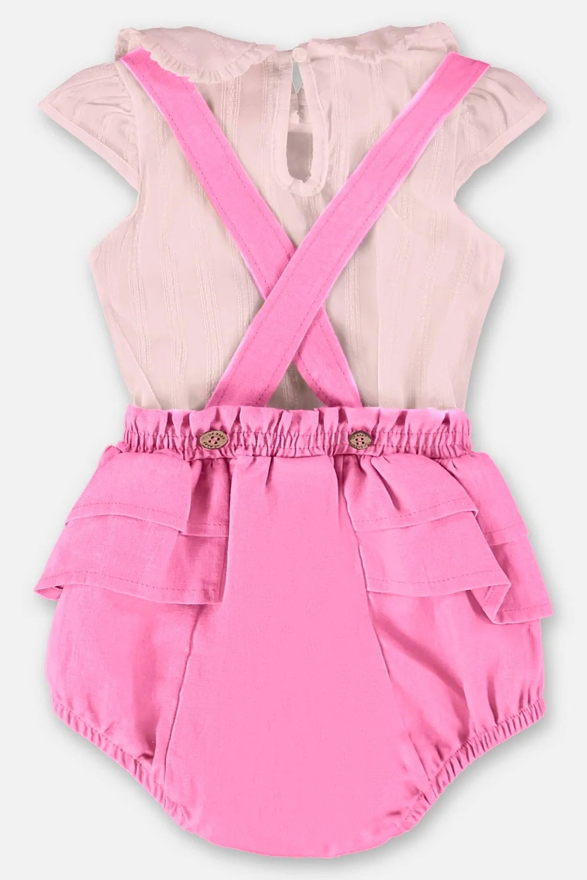 CONJUNTO BODY TECIDO E JARDINEIRA EM LINHO