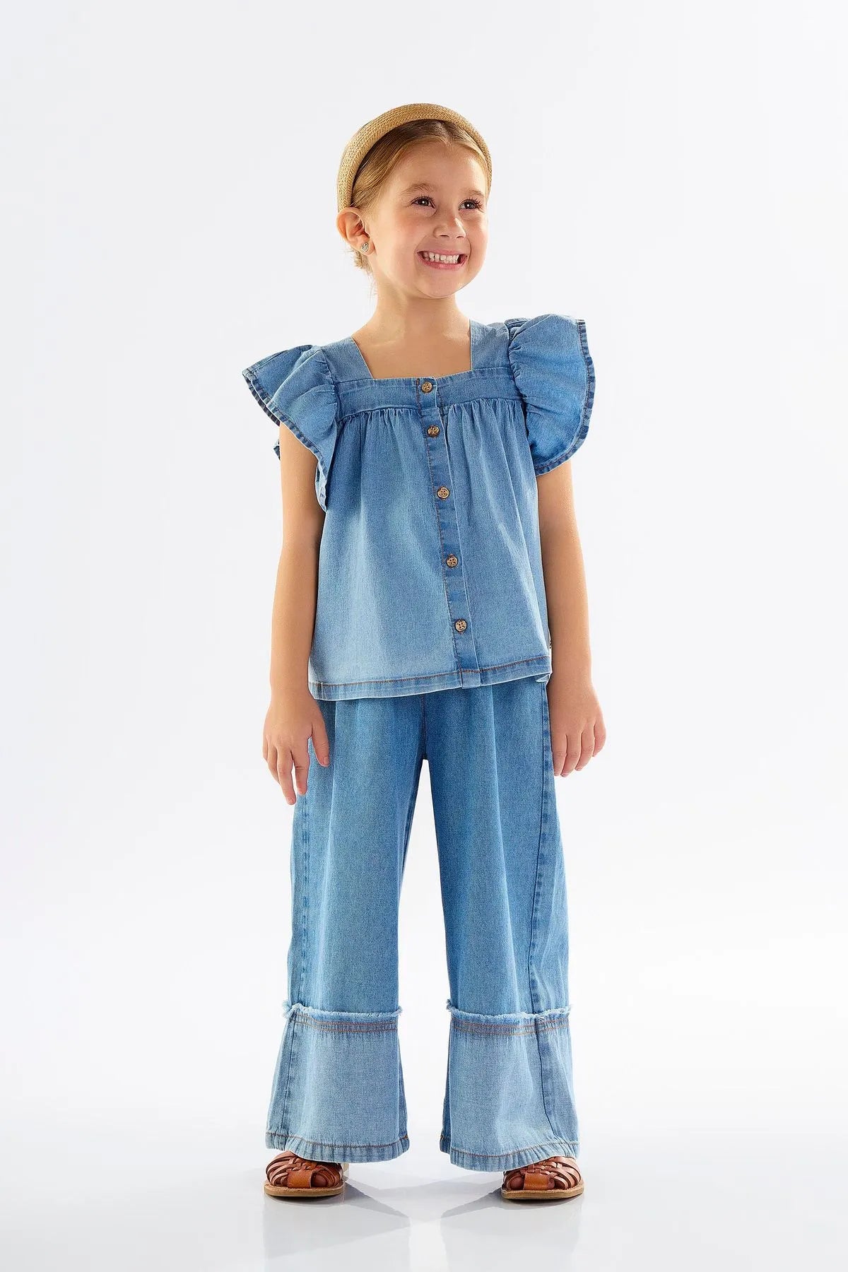 BLUSA MANGA CURTA JEANS COM ELASTANO UPBABY 45597