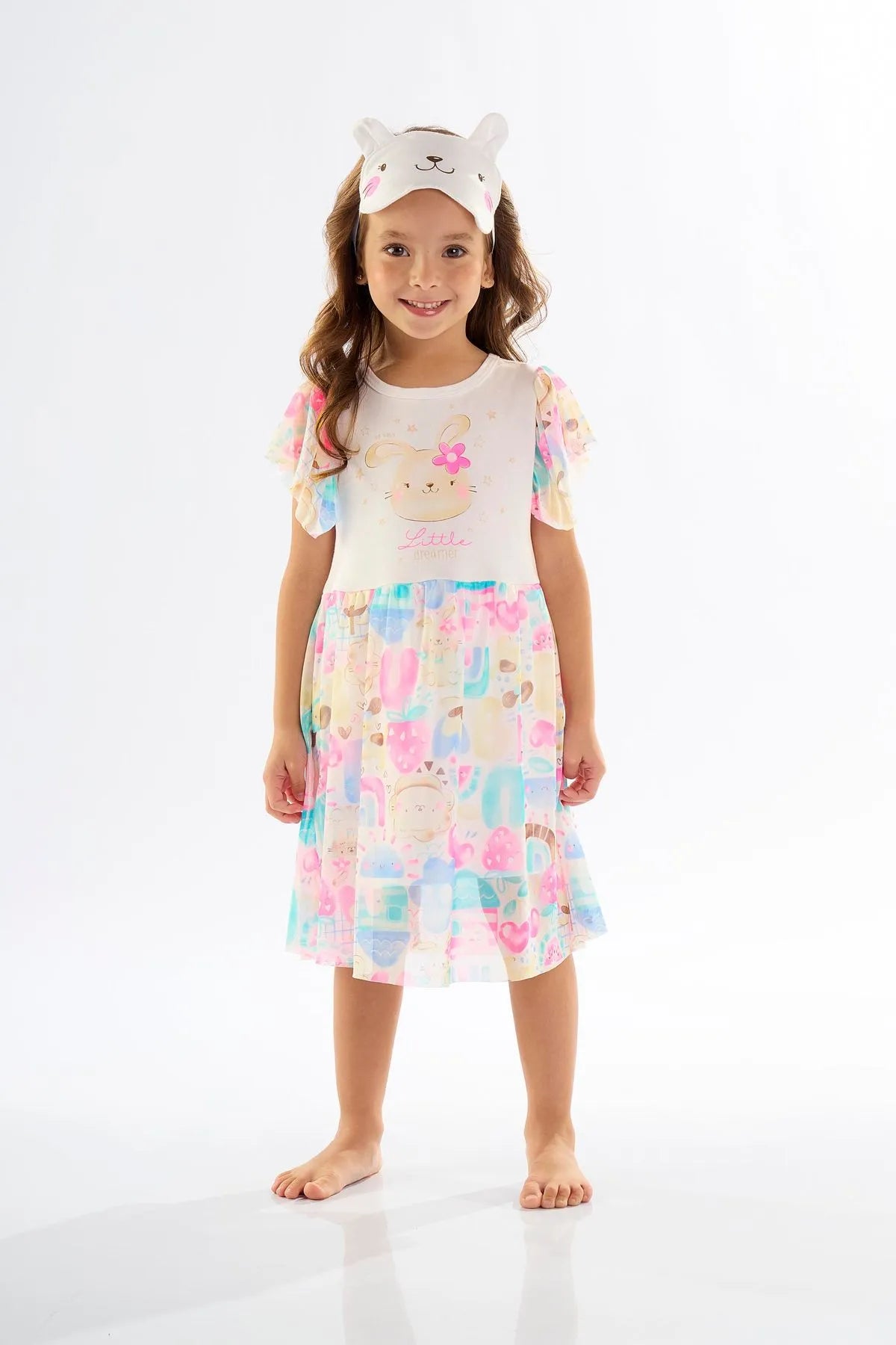 CAMISOLA MANGA CURTA COM TAPA OLHOS EM SUEDINE TULE UPBABY 45676