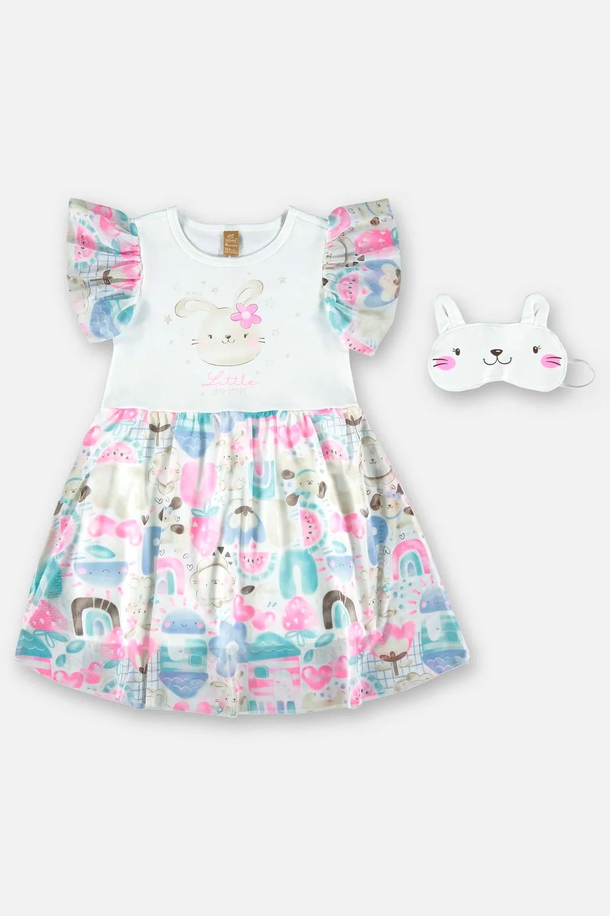 CAMISOLA MANGA CURTA COM TAPA OLHOS EM SUEDINE TULE UPBABY 45676