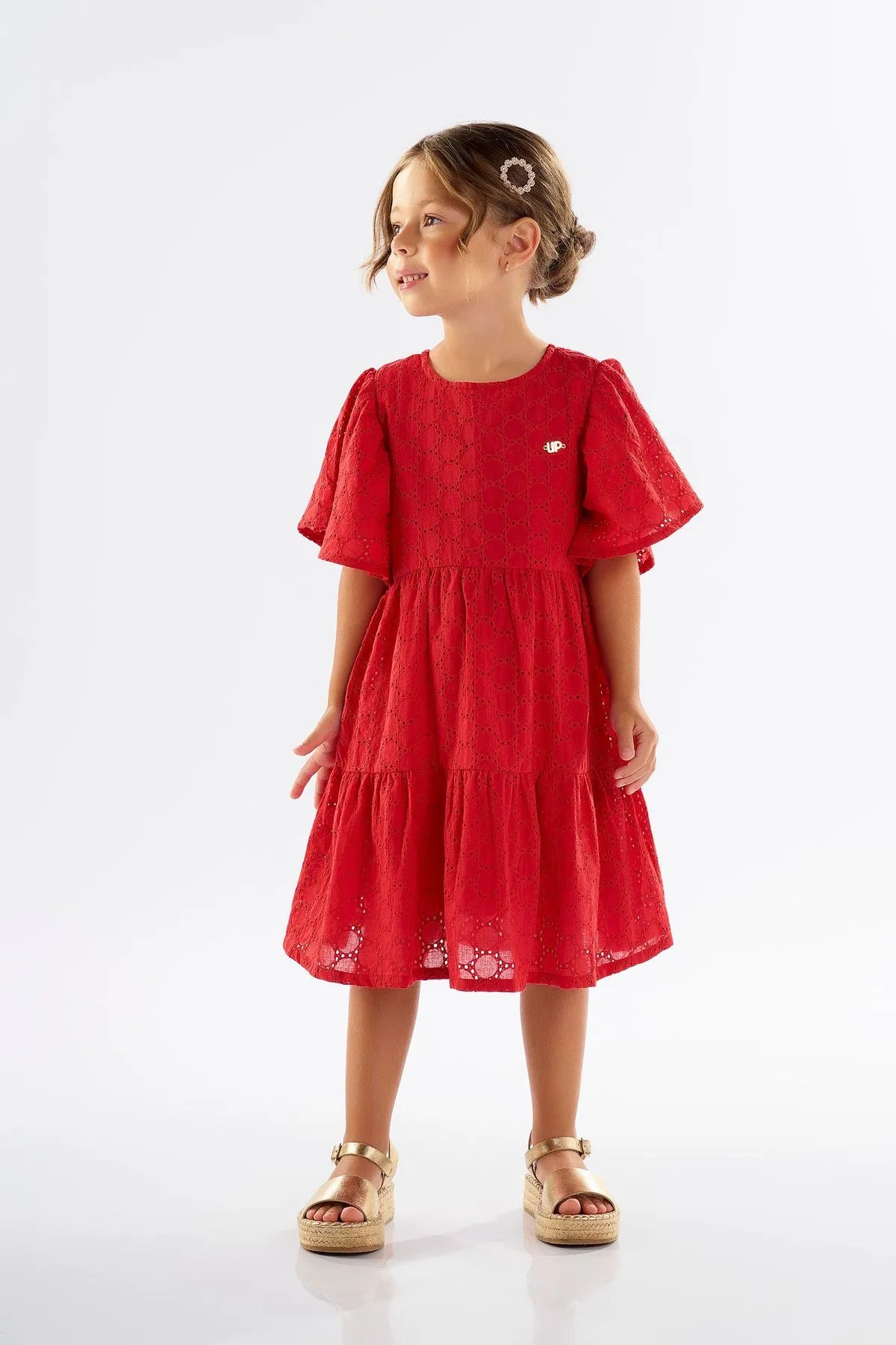 VESTIDO INFANTIL EM LAISE COM FORRO UPBABY
