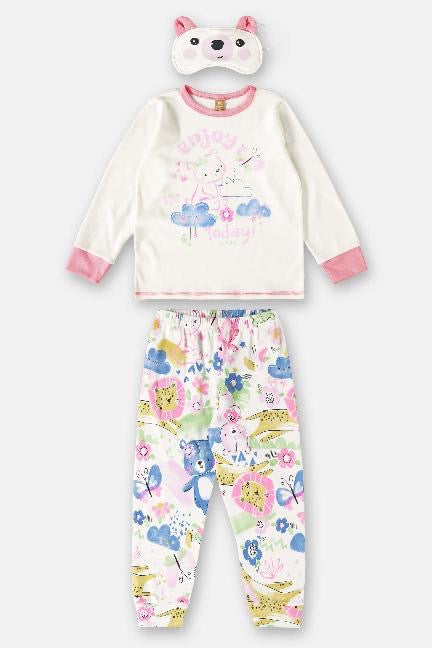 PIJAMA CAMISETA, CALCA E TAPA OLHOS EM SUEDINE