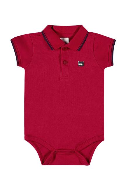 BODY POLO EM SUEDINE PARA BEBÊ MENINO