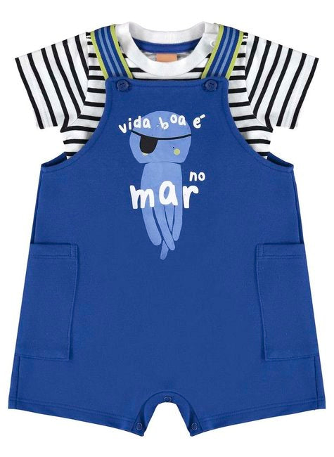 CONJUNTO OMAR PARA BEBÊ MENINO COM BODY E JARDINEIRA (BRANCO)
Ref: 62269