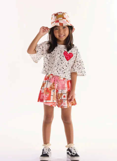 CONJUNTO BLUSA MALHA E SHORT EM TECIDO VISCOLINHO Ref.62205