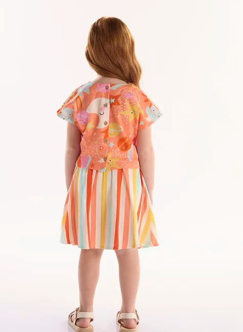 CONJUNTO BLUSA MALHA E SAIA EM VISCOLINHO