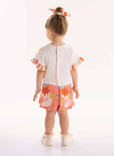 CONJUNTO BLUSA MALHA E SHORT EM TECIDO VISCOSE INTERESTELAR REF. 62227