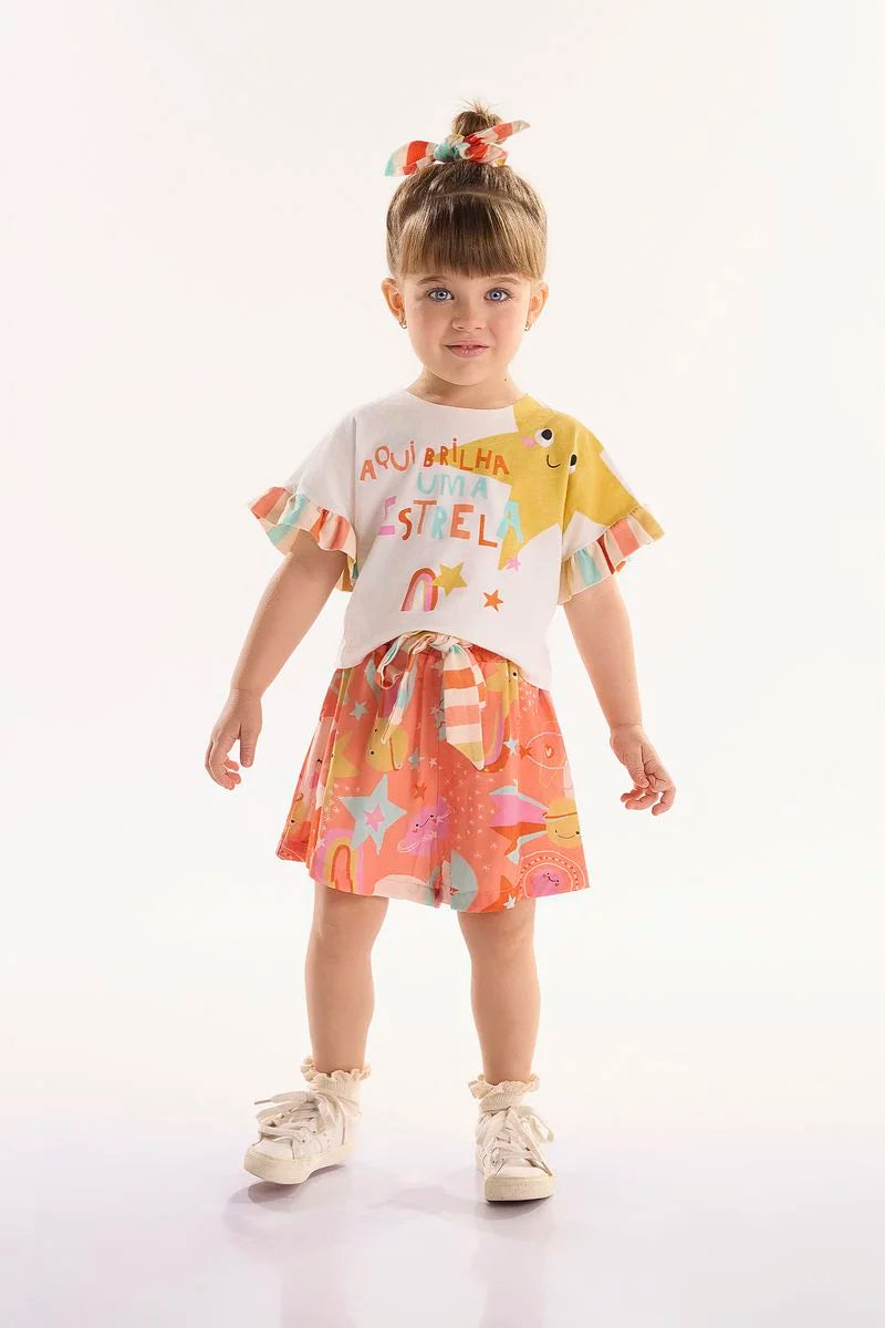 CONJUNTO BLUSA MALHA E SHORT EM TECIDO VISCOSE INTERESTELAR REF. 62227