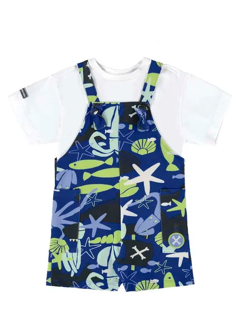 CONJUNTO CAMISETA MALHA JARDINEIRA EM MOLECOTTON OMAR Ref 62246