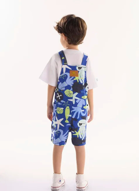 CONJUNTO CAMISETA MALHA JARDINEIRA EM MOLECOTTON OMAR Ref 62246