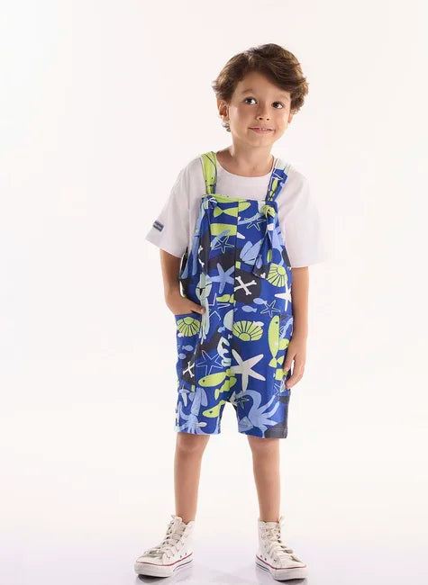 CONJUNTO CAMISETA MALHA JARDINEIRA EM MOLECOTTON OMAR Ref 62246