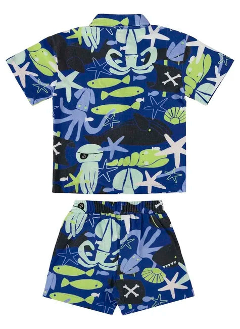 CONJUNTO INFANTIL PARA MENINO OMAR COM CAMISA E SHORT