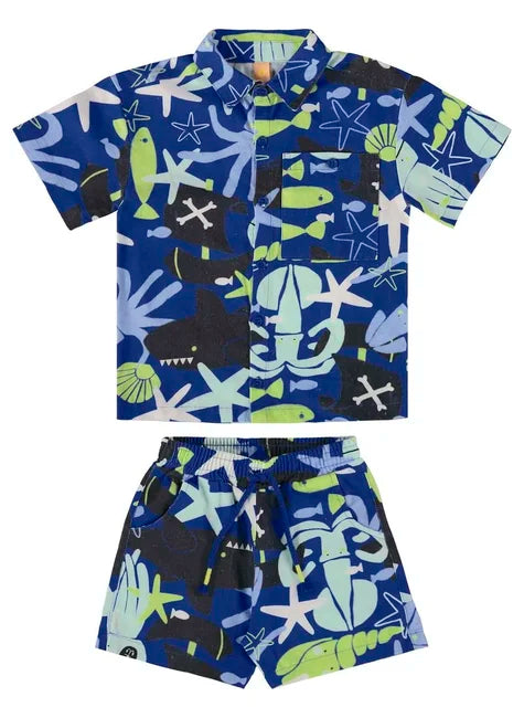 CONJUNTO INFANTIL PARA MENINO OMAR COM CAMISA E SHORT