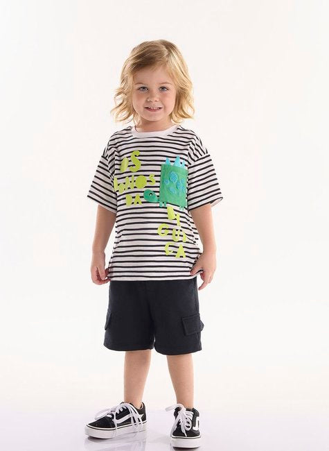 CONJUNTO INFANTIL PARA MENINO DINO COM CAMISETA E BERMUDA (BRANCO)
Ref: 62256