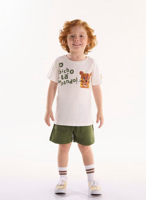 CONJUNTO CAMISETA MANGA   E BERMUDA MOLETOM Sem Felpa Ref.62237