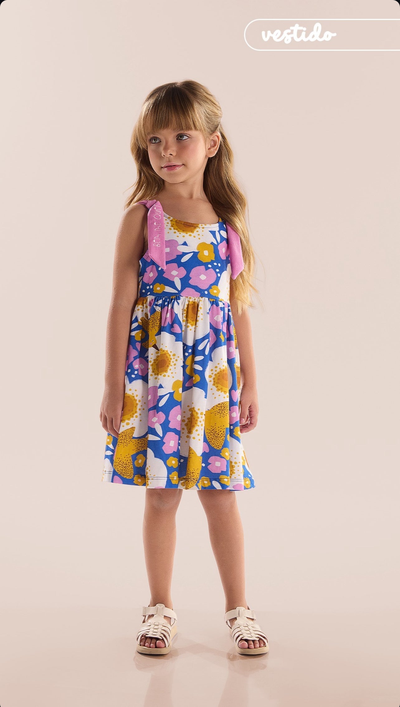 VESTIDO INFANTIL BEM ME QUER EM MEIA MALHA (AZUL)
Ref: 62231