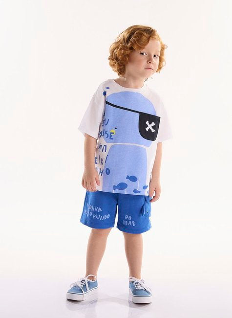 CONJUNTO INFANTIL PARA MENINO COM CAMISETA E BERMUDA OMAR (BRANCO)
Ref: 62242