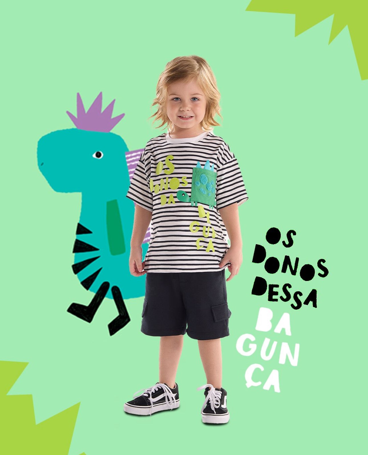 CONJUNTO INFANTIL PARA MENINO DINO COM CAMISETA E BERMUDA (BRANCO)
Ref: 62256