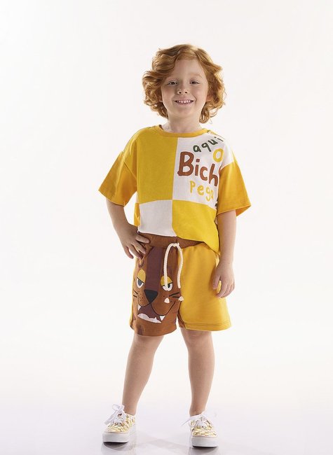 CONJUNTO INFANTIL PARA MENINO COM CAMISETA E SHORT (OFF WHITE)
Ref: 62240