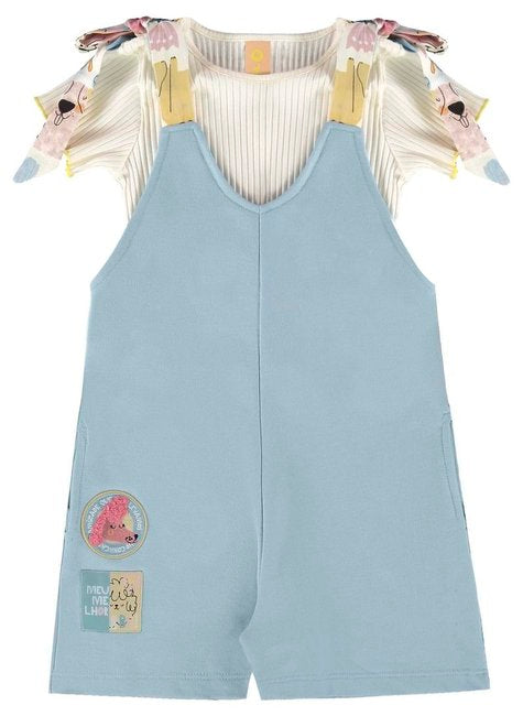 CONJUNTO INFANTIL PARA MENINA COM CROPPED E MACAQUINHO (OFF WHITE)
Ref: 62214