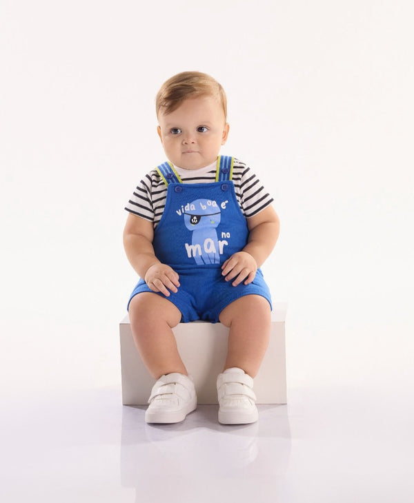 CONJUNTO OMAR PARA BEBÊ MENINO COM BODY E JARDINEIRA (BRANCO)
Ref: 62269