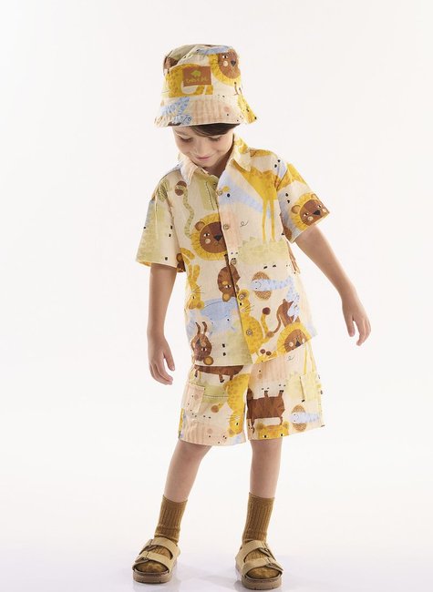 CONJUNTO INFANTIL PARA MENINO COM CAMISA E BERMUDA SAFARI (OFF WHITE)
Ref: 62241