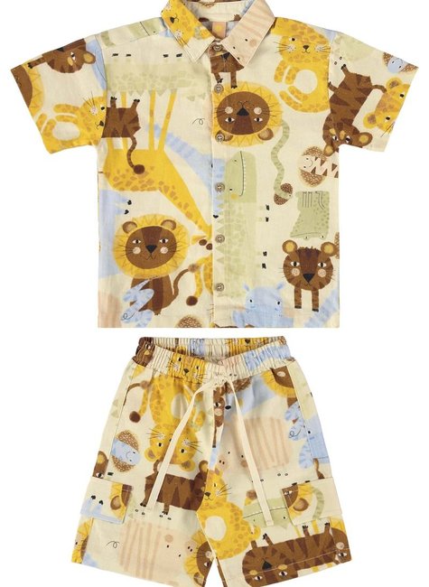 CONJUNTO INFANTIL PARA MENINO COM CAMISA E BERMUDA SAFARI (OFF WHITE)
Ref: 62241