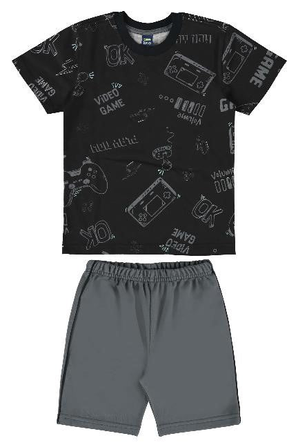 CONJUNTO CAMISETA MALHA E BERMUDA EM MOLETOM Ref 18040