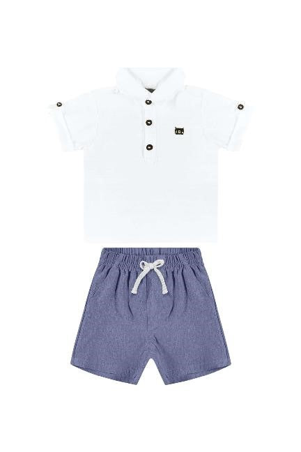 CONJUNTO CAMISA MALHA FLAME E BERMUDA TECIDO Ref 34219